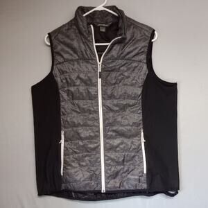 Eddie Bauer Vest Womens XL Gray Black Puffer Full Zip Lightweight Outdoor